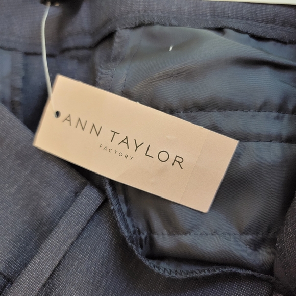 Ann Taylor Factory Navy Blue Modern Fit Trouser Straight-Leg Slim 2P Dress Pants - Picture 10 of 12